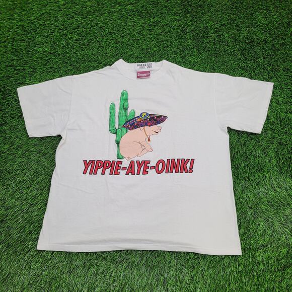 Vintage Funny Sombrero Pig Cactus Shirt Womens XL 23x25 White - Picture 1 of 12